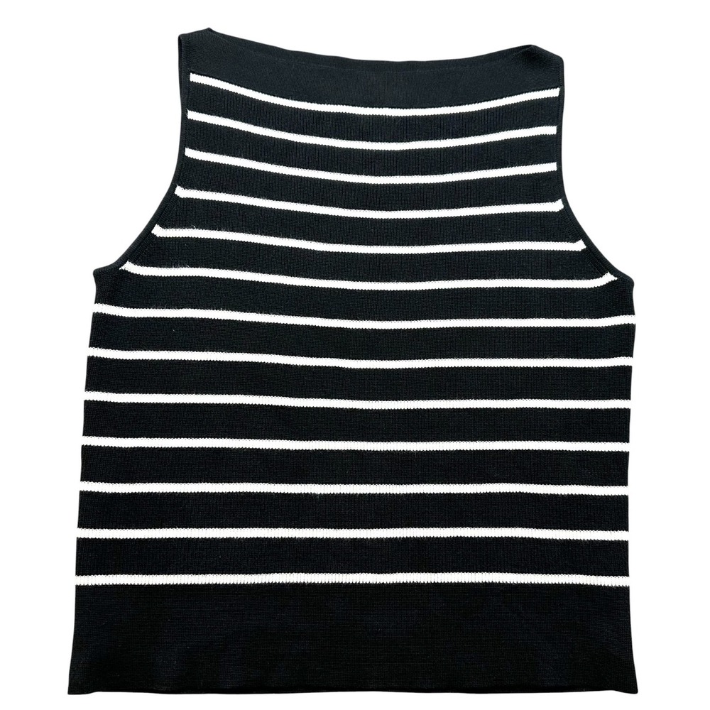 Banana Republic Black and White Striped Sleeveless Sweater Tank